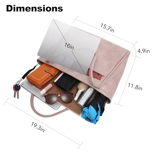 Image of Large Tote Bag for Women 16L Work Tote Purse with Zipper Vegan Leather Ladies Handbags