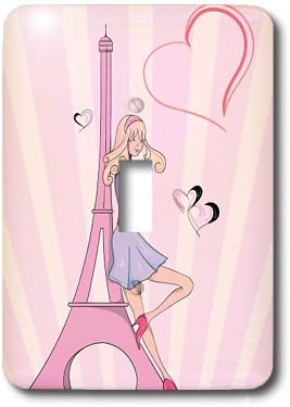 Miniatura 2 de 3dRose LLC LSP _ _ _ _ _ _ _ _ _ _ 106888 _ _ _ _ _ _ _ _ _ _ 1 Girly Pink Girl de la torre Eiffel y los corazones Paris Love Ilustración Vectorial