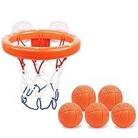 Vicloon Baby Bath Toys, Bath Basketball Hoop for Baby, Bath Toys Fun Basketball Hoop & Balls Set 5 Balls Included, Bathes Toy Bathtub Basketballs Hoop with Strong Suction Cup, Fun Toddler Bathes Toy
