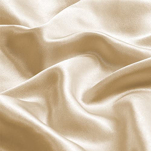BEDELITE Satin Pillowcase with Zipper, Champagne King Size Pillow Cases Set of 2, Super Soft and Cooling Similar to Silk Pillow Cases, Gift for Women Men(20x40 Inches)