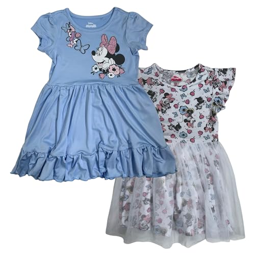 Disney Toddler/Little Girls' Princess Short Sleeve Fashion Casual 2-Pack Dress