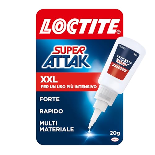 Loctite Super Attak XXL 20g, Colla liquida trasparente per applicazioni precise, Colla attaccatutto forte e resistente, Adesivo per legno, plastica, gomma, metallo, 1x20g