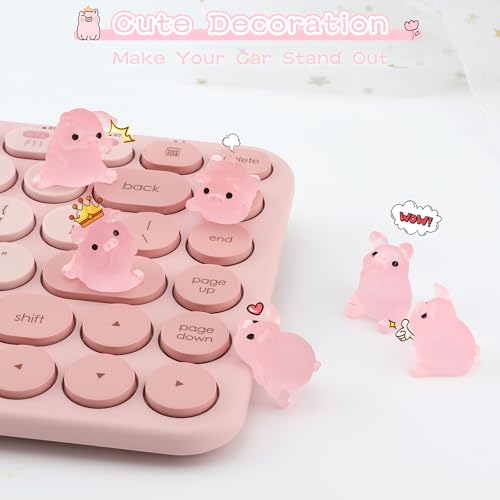 CARFIB Car Dashboard Decoration Pink Piggy Cute Girly Car Interior Rearview Mirror Accessories Office Home Desktop Funny Gifts for Women 2 Sets - Thumbnail 5