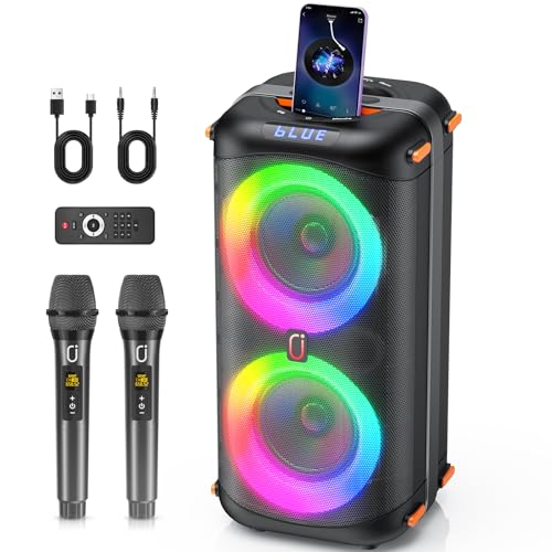 Karaoke Machine with 2 Wireless Microphones, Portable Bluetooth 5.3 Karaoke Speaker for Home Party...