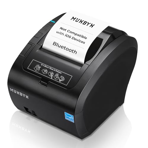 MUNBYN Bluetooth Thermal Receipt Printer P047, 80mm POS Printer, ...