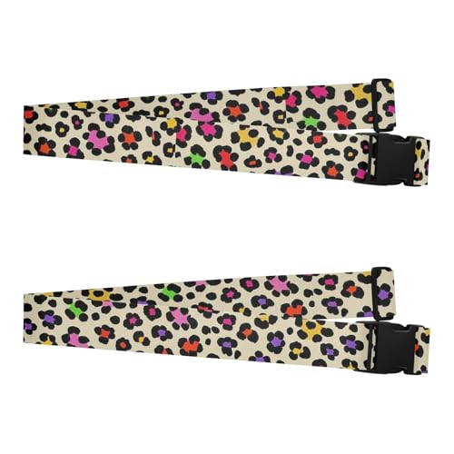 2 Pack Luggage Strap Fashion Color Leopard Beige Portable Adjustable Long Belts Keep Suitcase Secure for Sea Trips, Casual Trips, Daily Use identificador de maletas