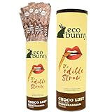 Eco bunny Edible Straws Chocolate Flavored Vegan Sustainable straws, Individually Packaged, No Plastic, No Allergens 100 Percent Biodegradable, 9.4 inches long