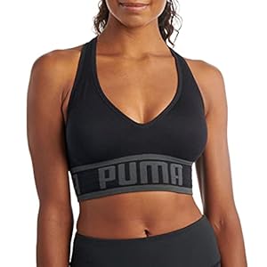 PUMA Women's Seamless Sports Bra, Black, Large