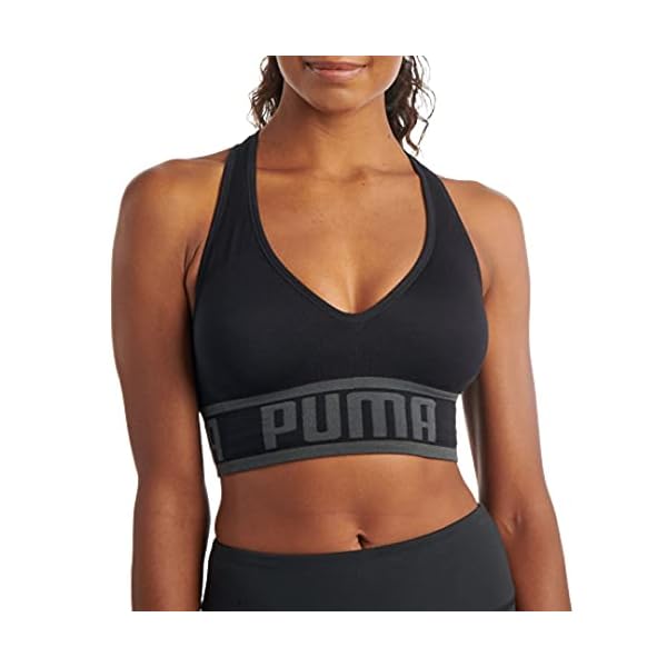 PUMA-Womens-Seamless-Sports-Bra PUMA Women's Seamless Sports Bra, Black, Large