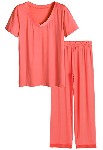 Latuza Women's Petite Length Pajama Set - Short Sleeve Cotton Sleepwear, Relaxed Fit Pajamas For Petite Frames - View #7