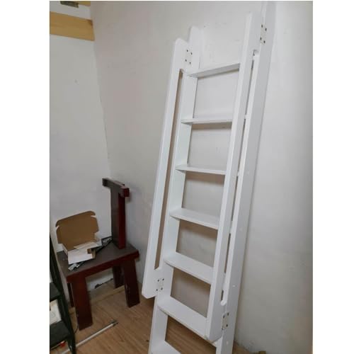 Escalera de madera para litera con ganchos de anclaje y soportes de metal 8