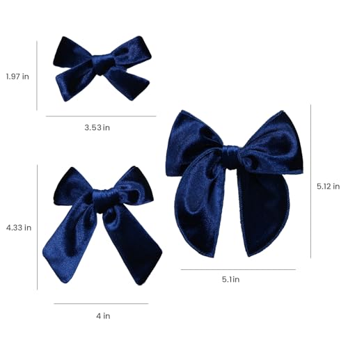 Pinzas de cabello con lazo de terciopelo azul marino Miroksh 6 piezas de 5", 4" y 3.5" miniatura 6