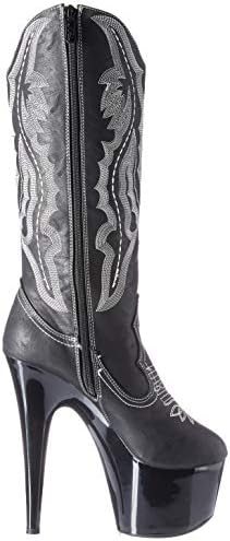 Ellie Shoes Women 709-Dallas Knee High Cowboy Stiletto Platform Boot, Black, 9 M US | Image 4