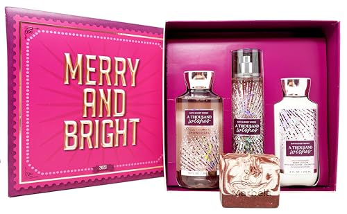 Bath & Body Works A Thousand Wishes - Gift Box Set - Fine Fragrance Mist, Shower Gel and Body Lotion With a Cherry On Top Soap.