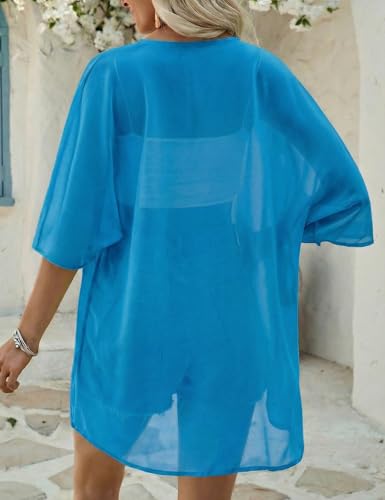 Image of Chunoy Women Floral Beach Wear Cover Up Chiffon Kimono Cardigan Open Front Blouse Beach Resort Wear for Swimwear 2026
