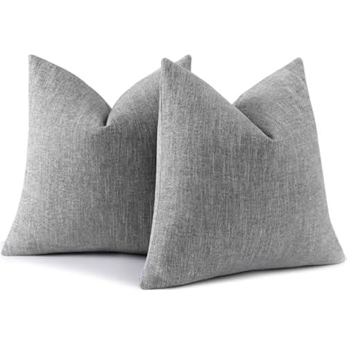 decorUhome Fall Grey Chenille Throw Pillow Covers 18x18 Set of 2