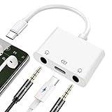USB C to 3.5mm Headphone Splitter and Charger Adapter 3 in 1 USB C to Dual Earphone Jack with PD Fast Charging Dongle Compatible with iPhone 15/iPad Pro/Samsung/Google Pixel/Motorola, Plug and Play