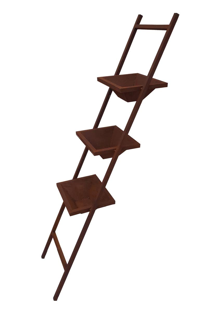 KUHEIGA Pflanzleiter Metall, H: 148cm Edel-Rost Regal Blumentopf Dekoleiter Vintage