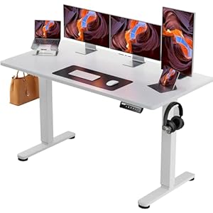 ErGear Height Adjustable Electric Standing Desk, 63 x 28 Inches Sit Stand up Desk, Memory Computer Home Office Desk (White)