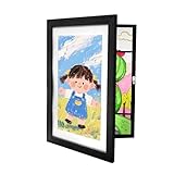 Relaxdays Kinder Bilderrahmen A4, klappbar, magnetisch, Wechselrahmen für Kinderbilder, 32x25,5 cm, MDF & Acryl, schwarz