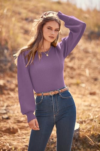 Image of MASCOMODA Womens Puff Long Sleeve Ribbed Sweater Bodysuits