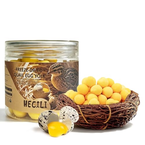 HECILI Freeze Dried Quail Egg Yolk Pet Treats Freeze-Dried Pet Food for Dogs Cats Single Ingredient Rawhide Free Gluten&Grain Free Training & Nutrition Supplements (2.8 OZ)