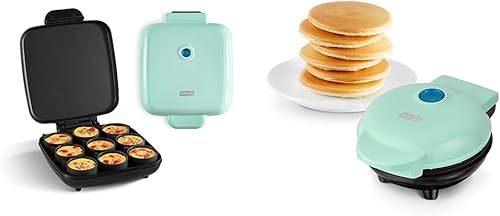 DASH Mini plancha eléctrica y máquina para hacer mordeduras de huevos familiares, cocina panqueques, huevos y bocados de huevo saludables para toda