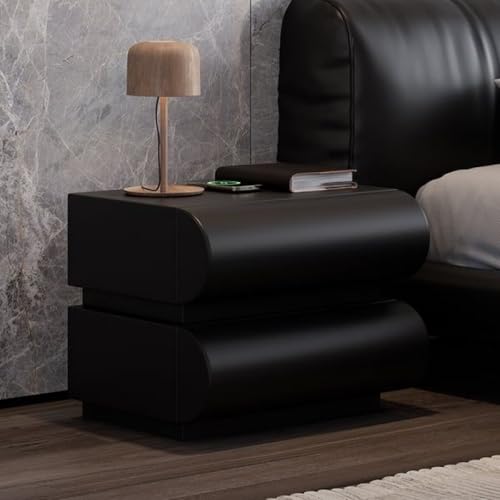 Table de chevet en bois noir pour une chambre à coucher cocooning