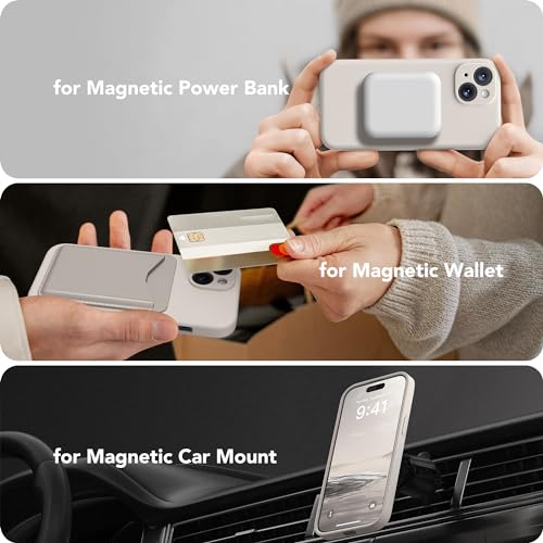 Image of Magnetic for iPhone 14 Case, Compatible with MagSafe, [Full Camera Protection][Screen Protector] Silicone Shockproof Protective Phone Case for iPhone 14 6.1 inch, Stone
