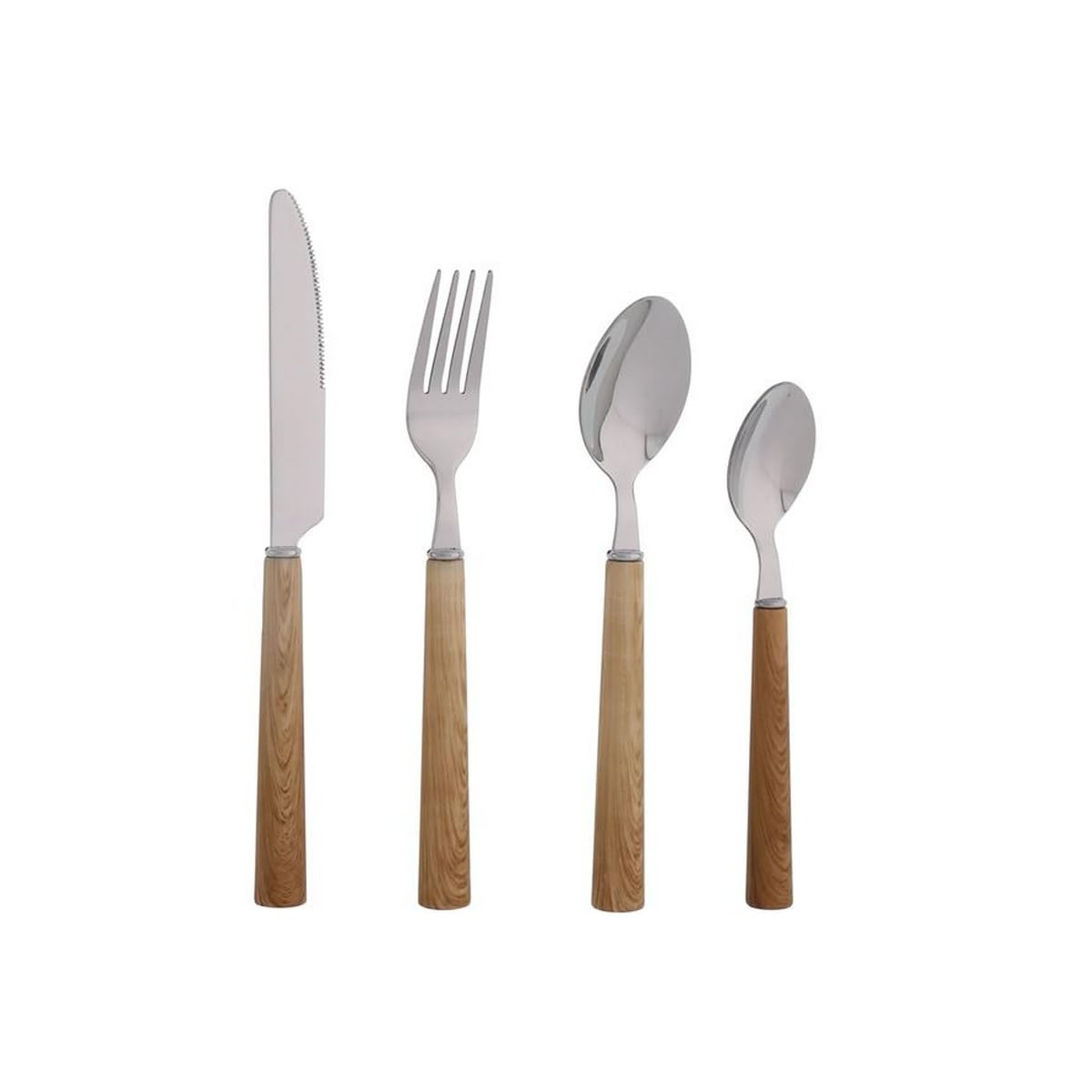 Jean Dubost - Coffret ménagère de 24 pièces round façon bois