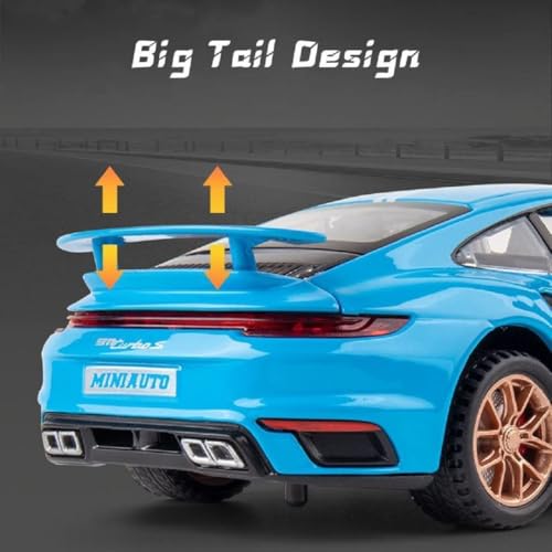 Image of 1:32 Scale Porsche Turbo 911 Toy Car | Metal Pullback Diecast Car for Kids with Openable Doors, Sound, Light Effects Toy for Car Enthusiasts (Color As Per Available)