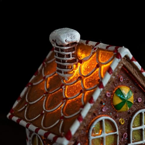 Maison en pain d'épices de Noël LED en résine durable qui ne s'effrite pas