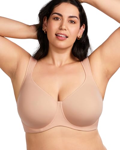 Image of HSIA Bras for Women Minimizer Full Coverage, Plus Size T Shirt Unlined Underwire Smooth Bra, Seamless Cups Joan Ultimate Soft
