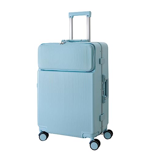 Luggage with Cup Holder High-end 24-inch Aluminum Frame Strong and Durable Trolley Case with Swivel Wheels, Travel Case (Blue 29 inches)