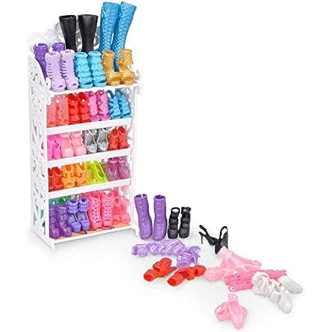 E-TING Doll Shoes Rack Shoes Shelf with 20 Pairs Shoes (1 Shoes Shelf+20 Pairs shoes)(Random style) Cover
