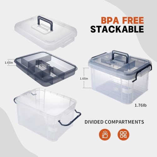 Image of HEY FOLY 15qt Blue Medicine Organizer Storage Box with Tray, Plastic First Aid Box Empty, Thickened Medicine Container Chest, Multipurpose Medical Case with Labels, Blue Medicine Caddy