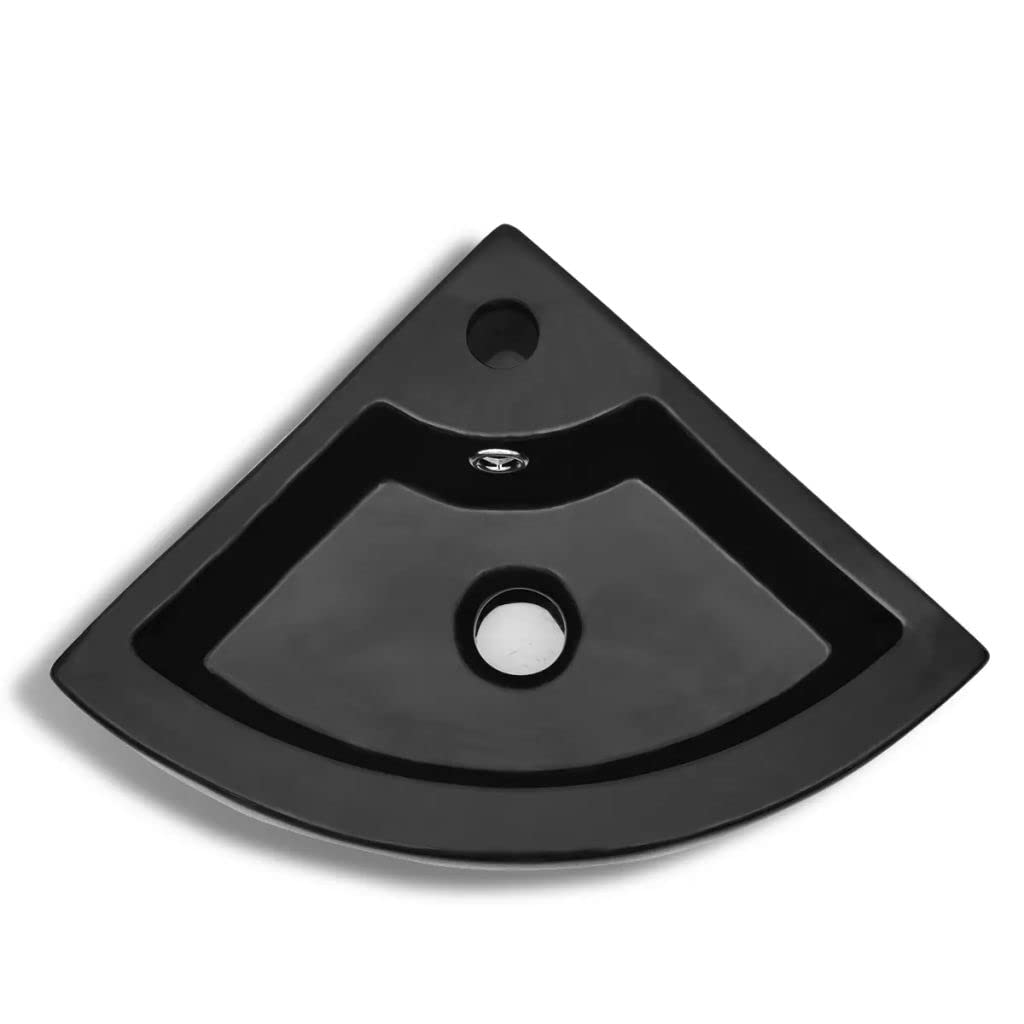 Rantry Lavandino con Troppopieno 45x32x12,5 cm Nero, Lavandino Piccolo Bagno, Tappo Lavandino Bagno, Lavandini, Filtro Lavandino Bagno, Tappi Lavandino Bagno, Scarico Lavandino Bagno Decorazione