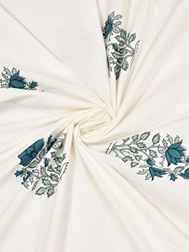 Image of LIVING ROOTS Jaipuri Hand Block Print Queen Cotton Bedsheet 86 * 96 Inches (7.1 * 8 Feet) with 2 Pillow Cover | 140 TC | Rich Fast Colour with No Colour Bleeding (202-A)