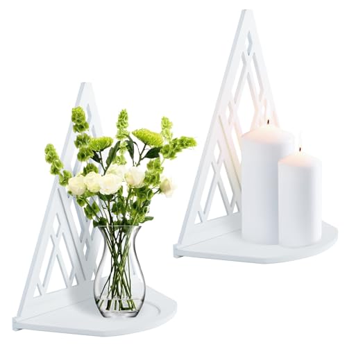 WATUNID Wall Candle Holders Set of 2, Hanging Candle Sconces, Wooden Wall-Mount Wall Sconces, Farmhouse Vase Pillar Candle Tealight Stand, White Wall Decor for Bedroom Living Room Kitchen Bathroom