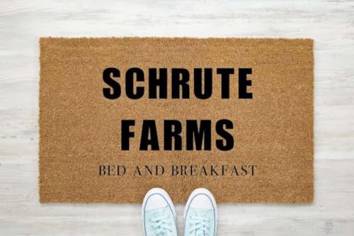 ���փ}�b�g �V�����[�g�t�@�[���Y �x�b�h���u���b�N�t�@�[�X�g I �I�t�B�X I �V�z�j���̃M�t�g 50×80cm doormat Schrute Farms Bed And Breakfast I The Office I Housewarming Gif