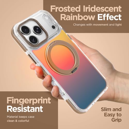 Image of Magnetic for iPhone 17 Pro Case with 360 Stand [Compatible with Magsafe] [Fluorescent Design] [1 Screen Protector] Slim Translucent Matte Case for iPhone 17 Pro 6.3 inch, Desert