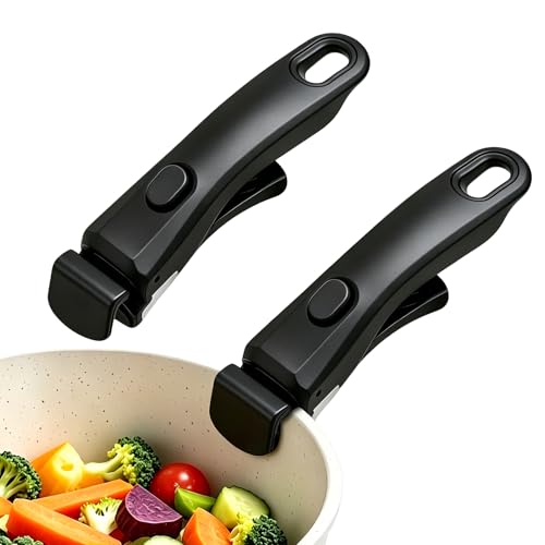 JFTNAKY 2 Pièces Poignée Amovible Universelle pour Poêles et Casseroles, Résistante à la Chaleur 250°C, Antidérapante, Supporte 10kg – Compatible avec...
