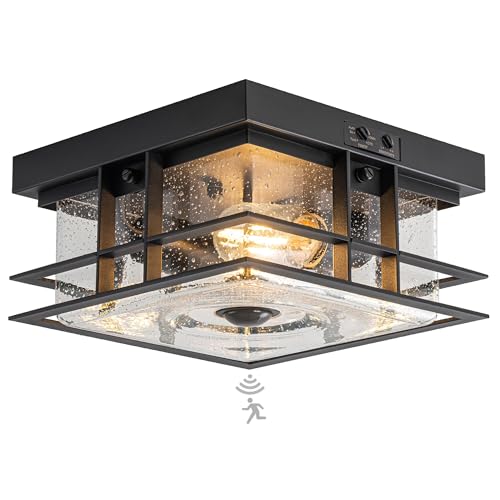 OUPAVOCS Motion Sensor Outdoor Ceiling Lights, Black Upgraded Dusk to