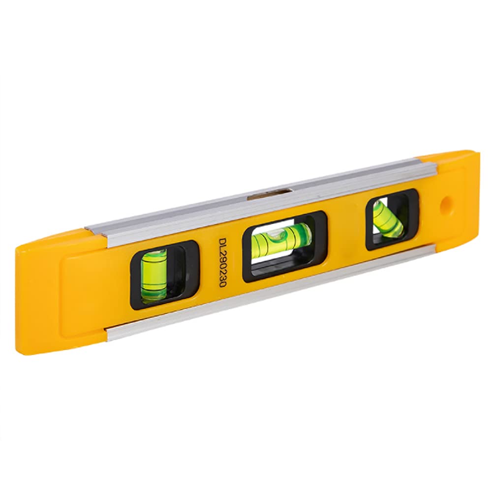 230mm 9.06" Spirit Level, Plastic Bubble Level Ruler, Magnetic Torpedo Level, Heavy Duty DIY Builder Tool, 45° 90° 180° Bubbles, Yellow-image-17