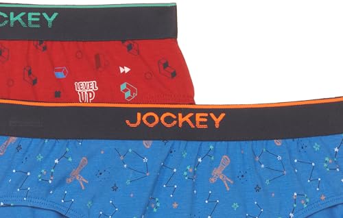 Image of Jockey PB04 Boy's Super Combed Cotton Elastane Stretch Printed Brief with Ultrasoft Waistband (Pack of 2)