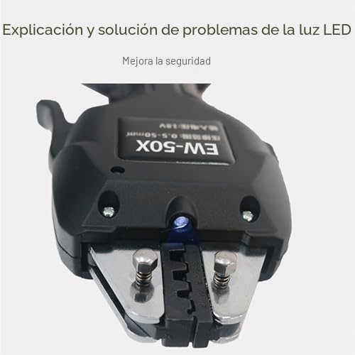Alicates de crimpadora de terminales eléctricos con batería de 16 KN con 7 moldes para conectores preaislados, tubulares y no aislados, 1 batería incluida