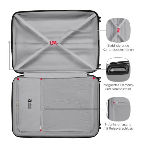 WENGER Prymo Large Hartschalenkoffer mit 4 Rollen, Trolley, Groß, 93 (107) l, Sicherheitsschloss, Damen/Herren, Reisen Urlaub, Silber… – Ansicht 5