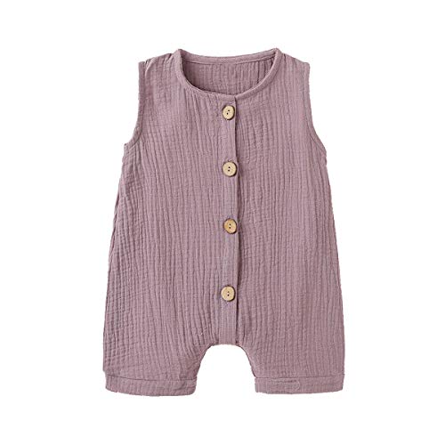 Image of Cecobora Infant Newborn Baby Boys Girls Cotton Linen Romper Summer Jumpsuit Sleeveless Overalls Clothing Set
