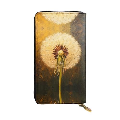 Stylish Dandelions in the sun Printing Leather Wallet - Long Clutch for Women, RDurable Material, 12 Card Slots, Zipper Compartments
