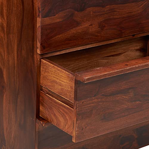 Image of SHIKHA WOOD CRAFT Solid Sheesham Wood Chest of Drawers with 6 Drawers and 1 Open Shelf Storage | Wooden Dresser Organizer for Bedroom, Living Room, Hallway, Office and Home Furniture (Natural Finish)